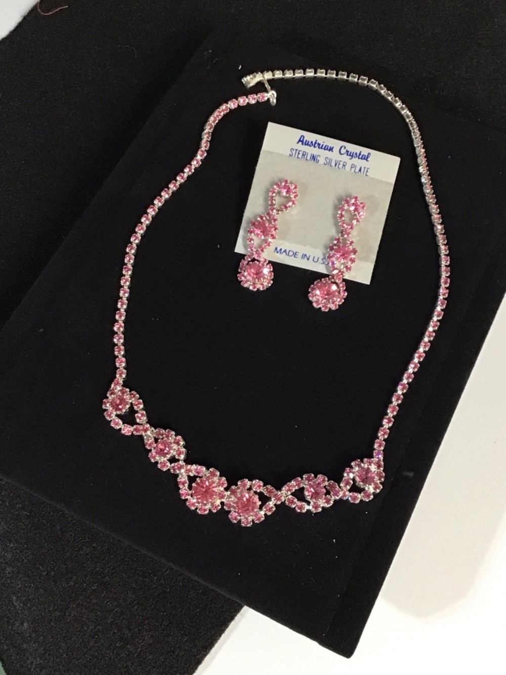Pink Floral Necklace & Earring Set